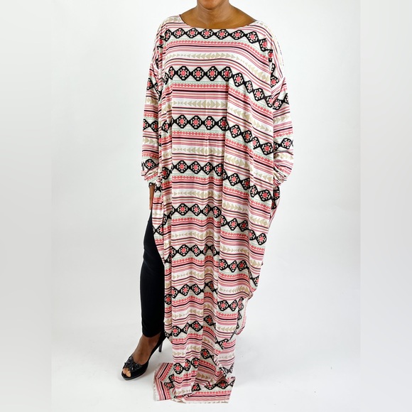 Multicolor Aztec Boho Print Maxi Kaftan Dress - Picture 5 of 7